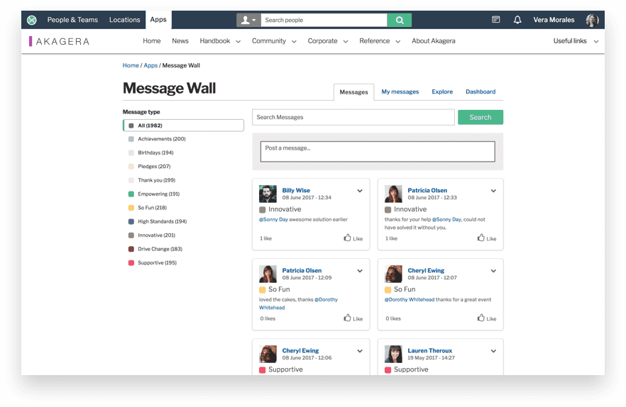 Message Wall page screenshot