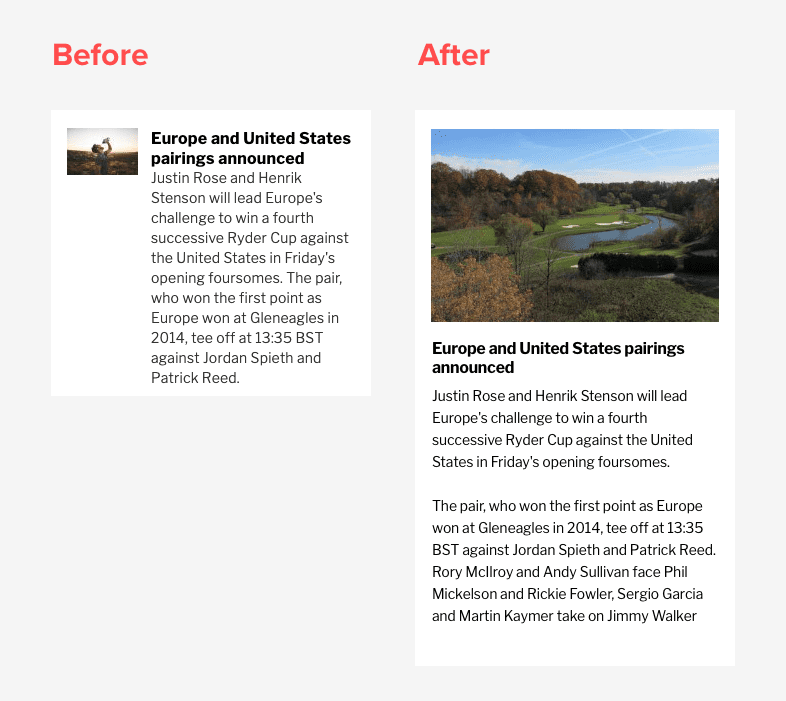 before and after image showing mobile optimisation of images