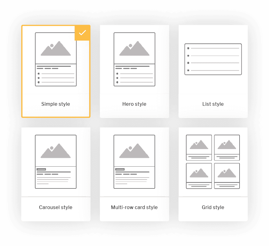 Intranet design widgets to apply to each section