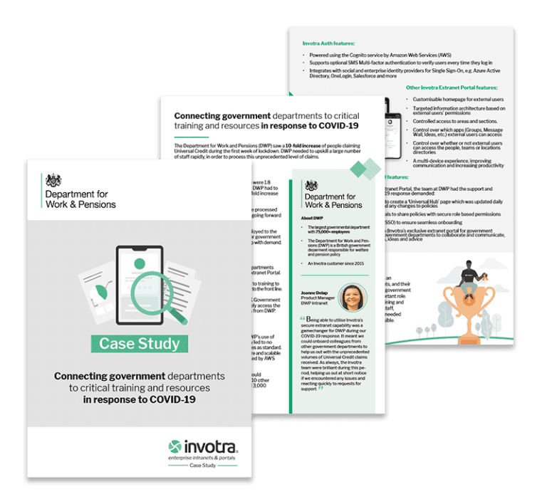 Department for Work and Pensions Case study pages