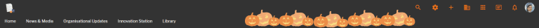Intranet content menu and user menu with a halloween themed pumpkin menu wallpaper